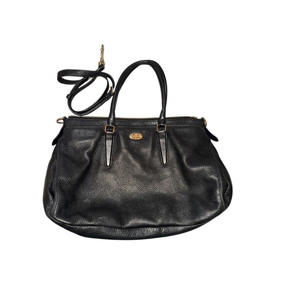 Coach Black Pebbled Leather Tote F35815 Slouchy Shoulder Bag Gold Hardware - Picture 1 of 15